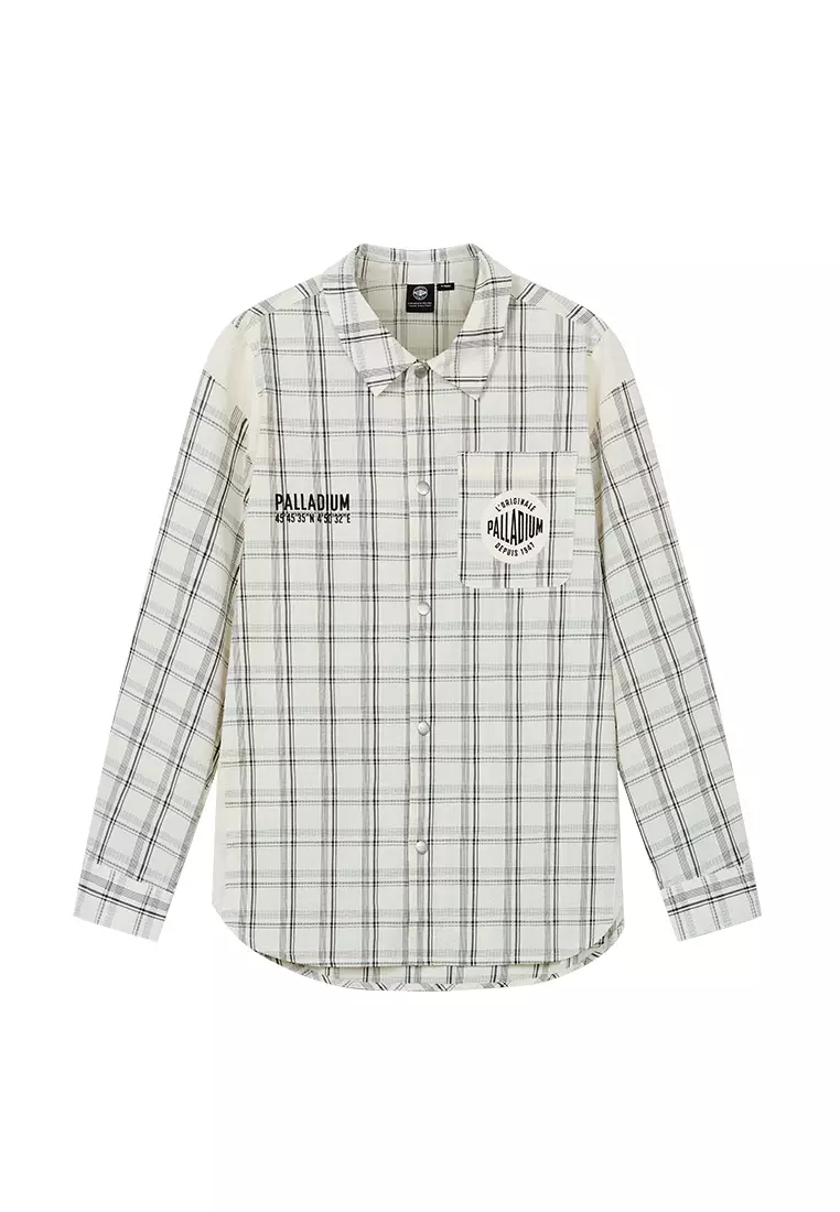 男裝 PALLADIUM LOGO 寬鬆格紋長袖裇衫