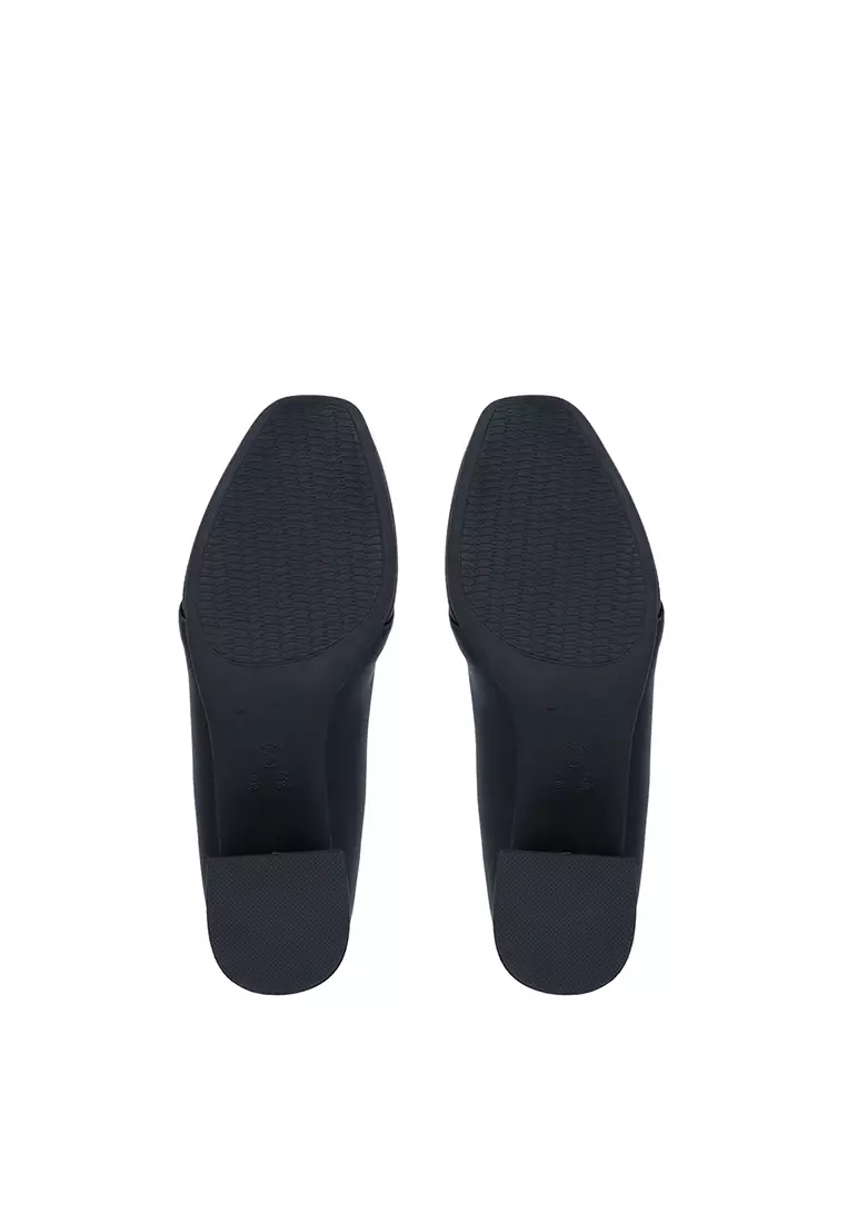 Black Florence Block Heel Pumps