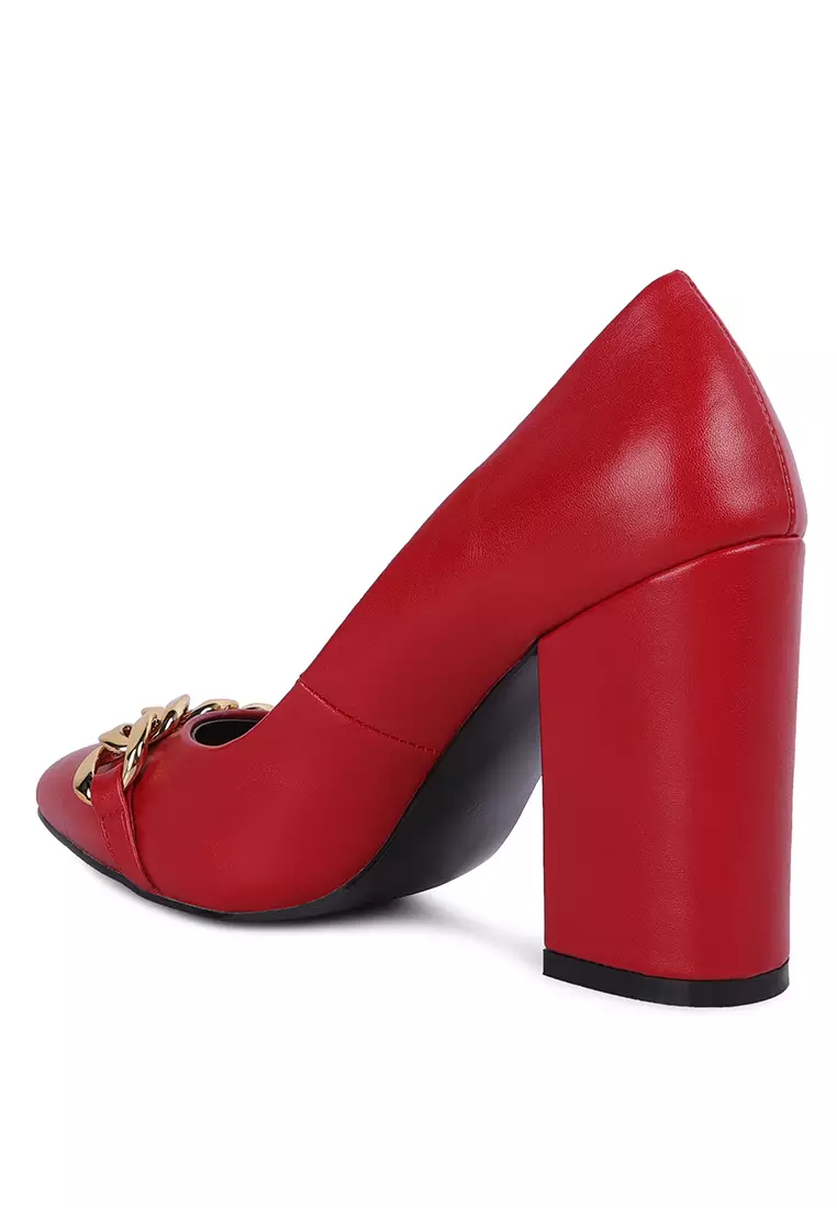 Red block high heels shop