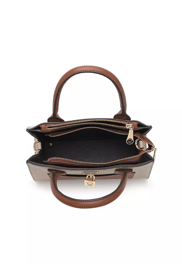 Women's Top Handle Bag / Sling Bag / Crossbody Bag / Shoulder Bag (Tas Tangan Wanita / Tas Selempang Wanita / Tas Bahu Wanita) - Krem