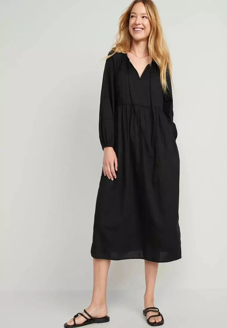 Midi swing shop dress with sleeves