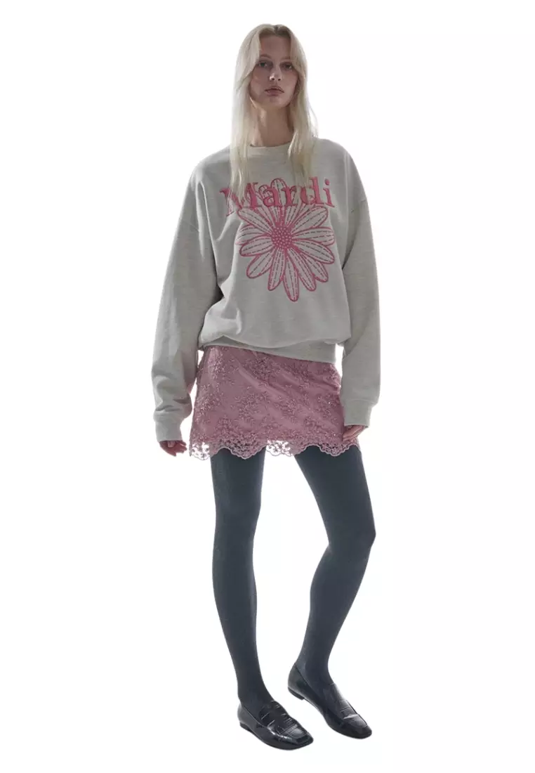 Sweatshirt Flowermardi Needlework - Oatmeal Pink