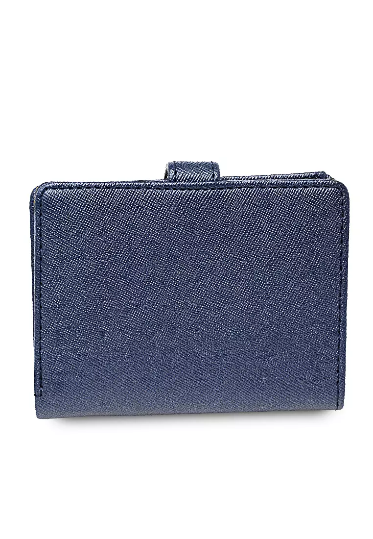 Jareth Dompet Wanita Motif Polos Simple Pengait Slot - Navy