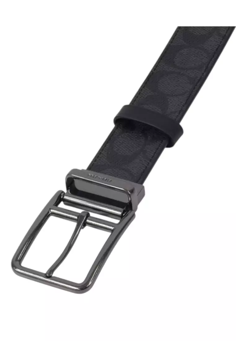 Double Bar Buckle Cut To Size Reversible Belt 38MM - Black