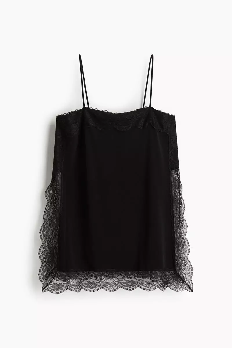 Lace-trimmed strappy top
