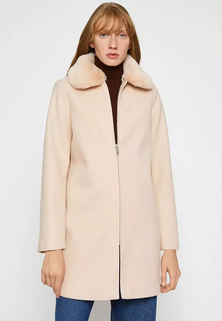 Calvin klein faux deals fur collar coat