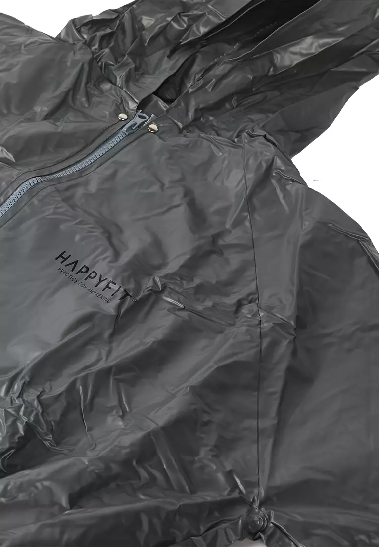 HAPPYFIT SAUNA SUIT TOP WITH ZIPPERHOOD GREY - TOP ONLY