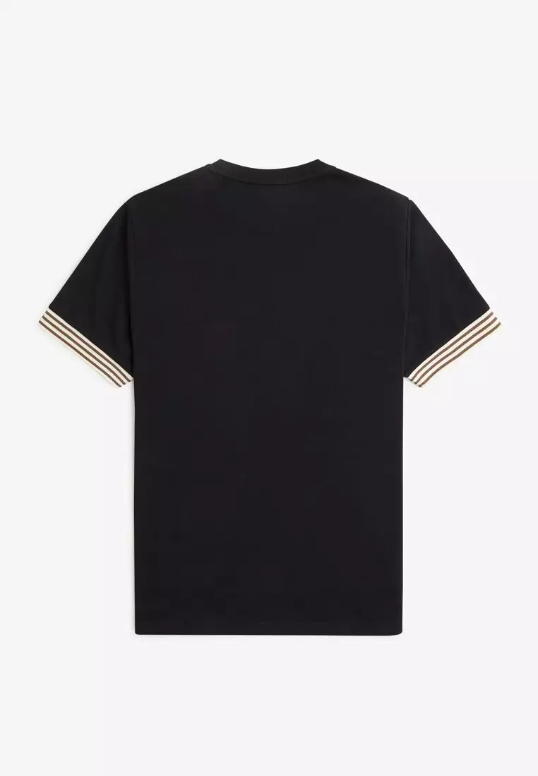 Fred Perry M7707 Striped Cuff T-Shirt (Black)