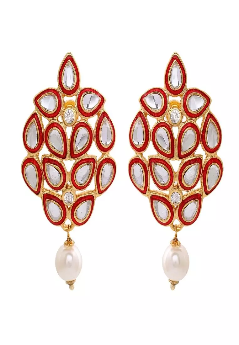 Red enamel outlet earrings