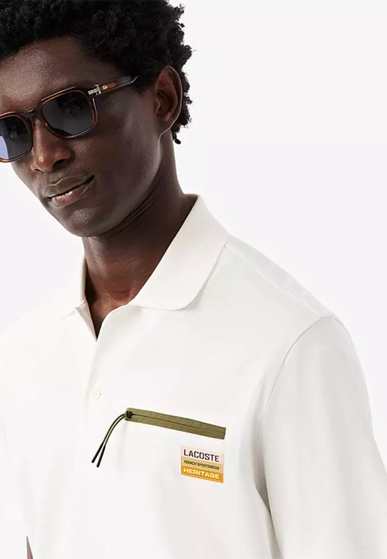 Classic Fit Zipped Pocket Interlock Polo Shirt