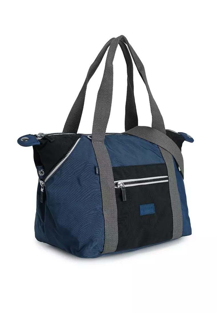 Colour Block Nylon Convertible Top Handle Bag