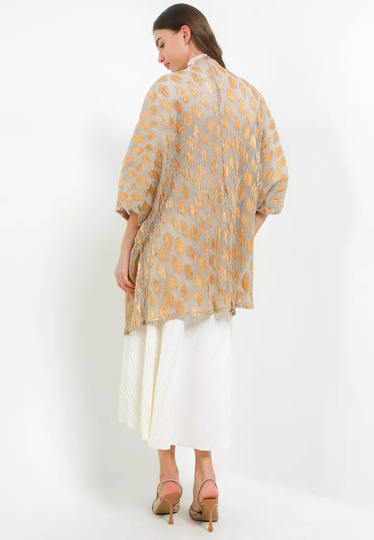 Rose Gold Print Pleated Outer