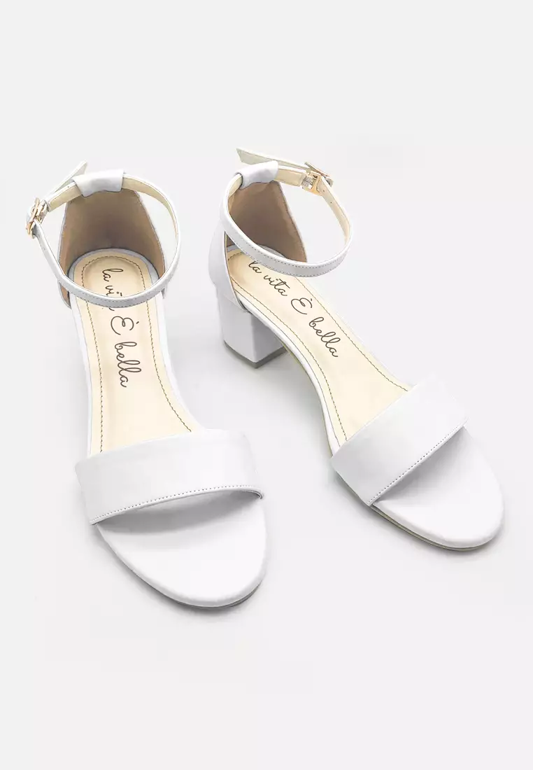 Chloe Ankle Strap Sandal Block Heels Vegan Leather