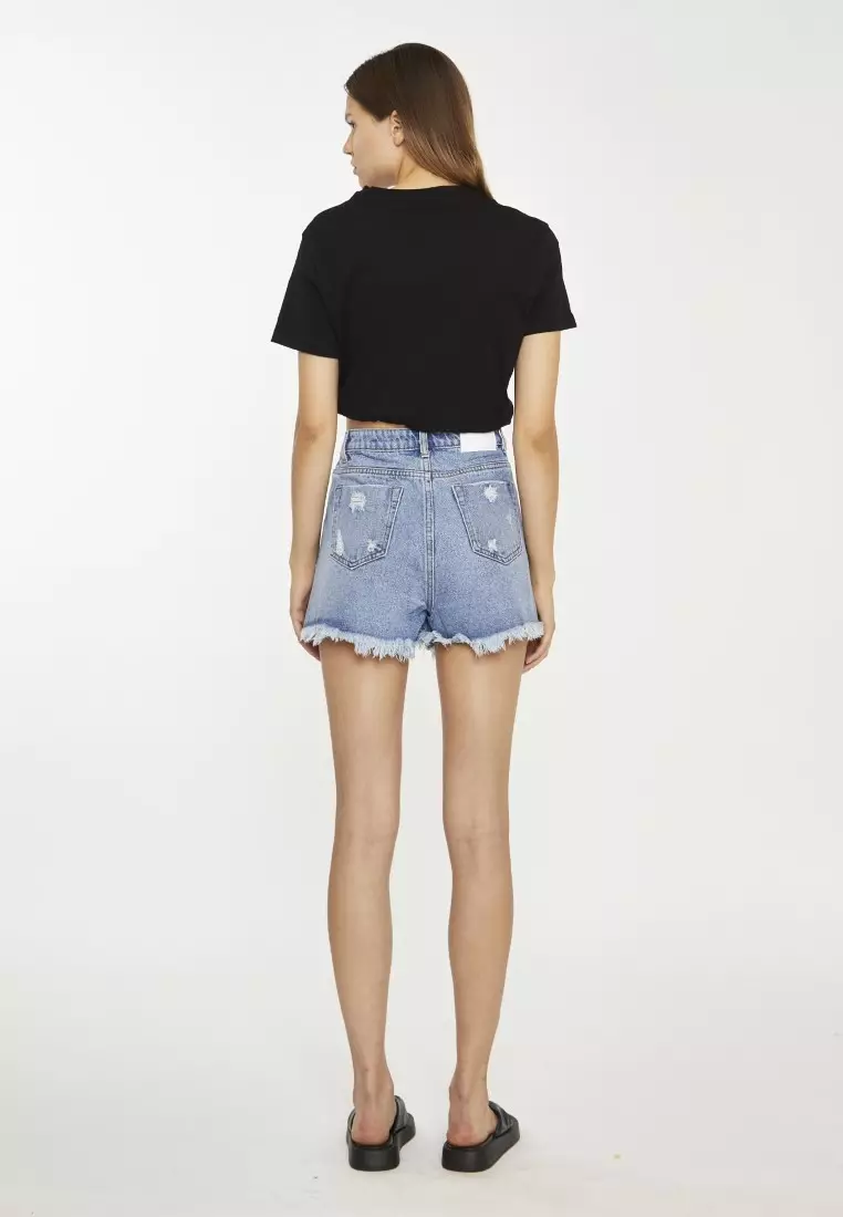 Distressed Denim Shorts