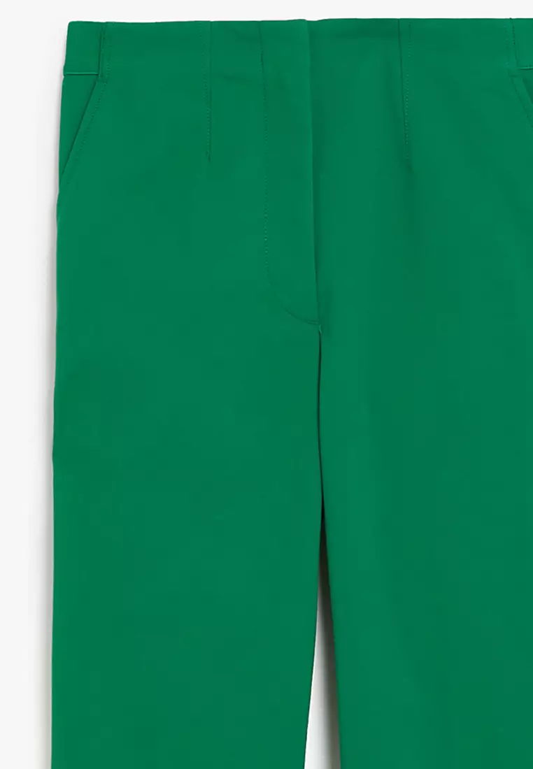Cotton Blend Slim Fit Cropped Trousers