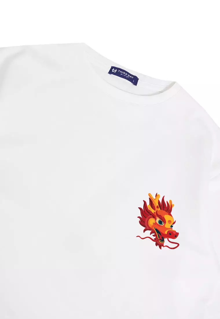 MTQ72 kaos oversize bahan tebal scuba 215gsm imlek sinciah dragon dakir putih