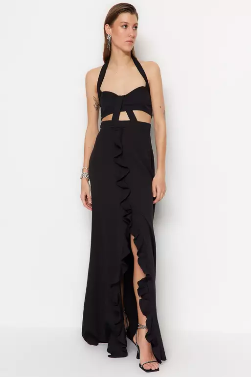 Window/Cut Out Detailed Evening Dress
