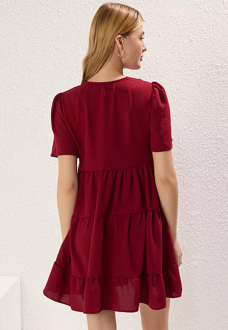 Plum Plain Straight Cut Mini Woven Dress