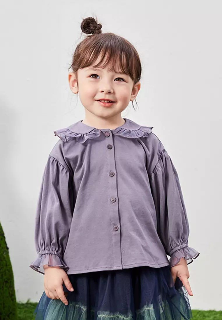 Puff Sleeve Ruffled Collar Shirt