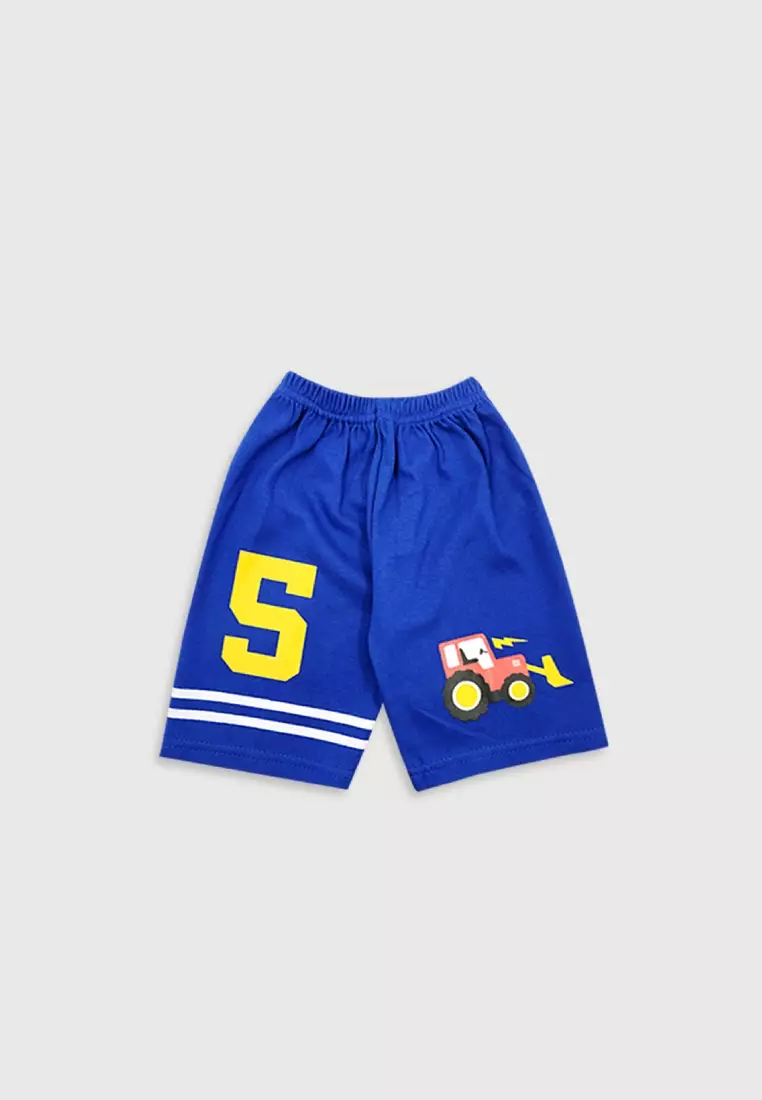 Wakakids Baju Lengan Pendek Bayi Anak Laki Laki Setelan Celana Kaos Tractor 3377 Merah