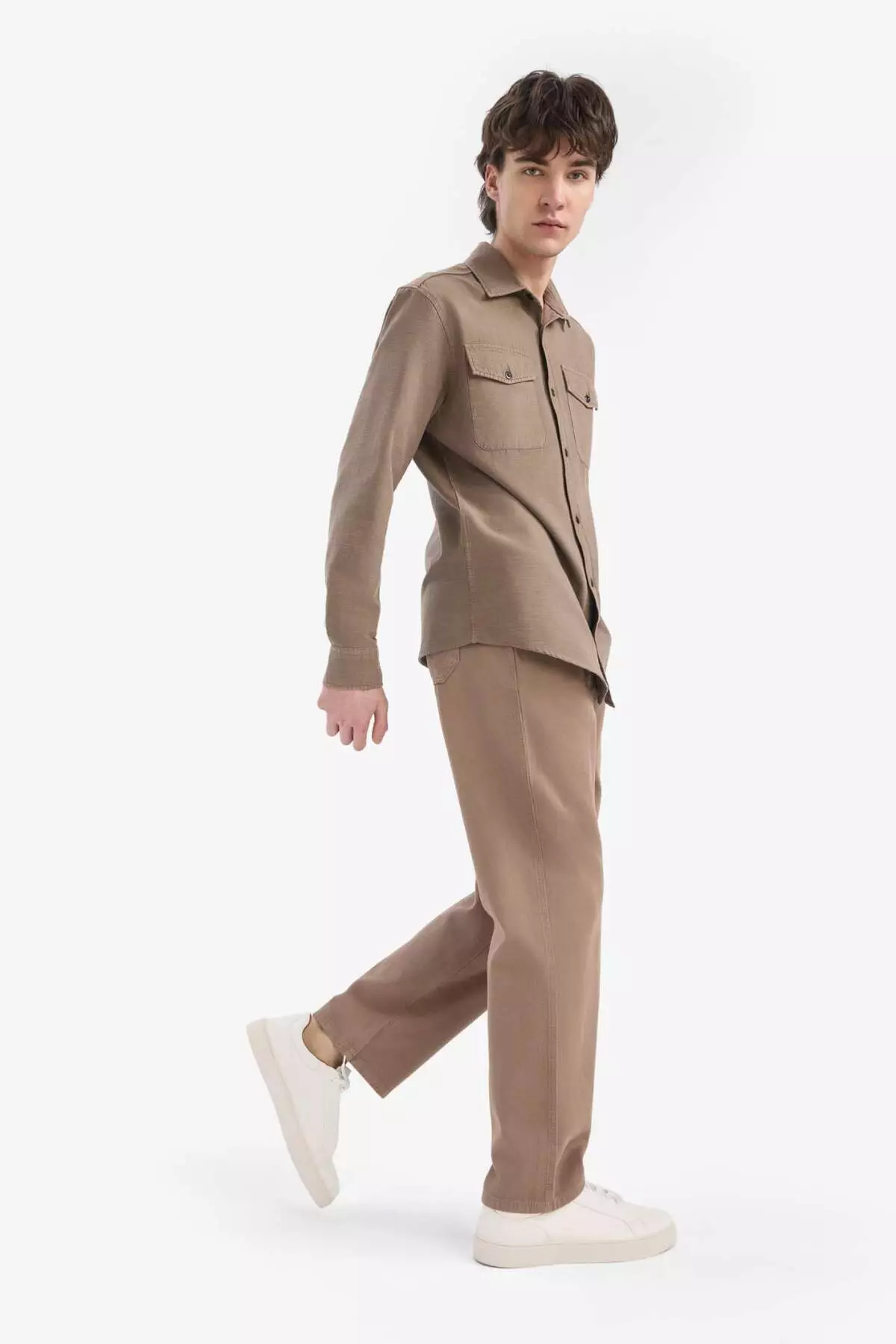 100% Cotton Loose Relaxed Fit Wide Leg Wide Leg Summer Linen Look Trousers D7285Ax25Sp