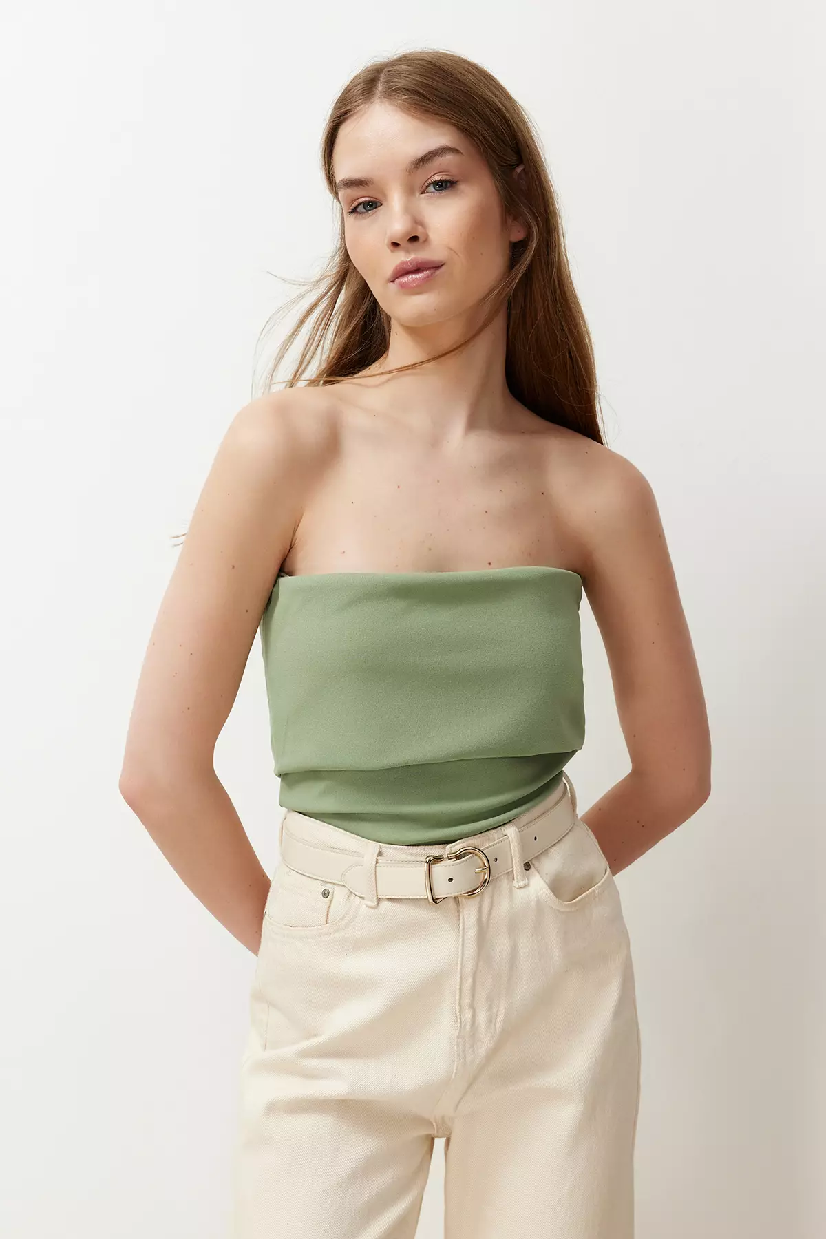 Side Zip Strapless Top