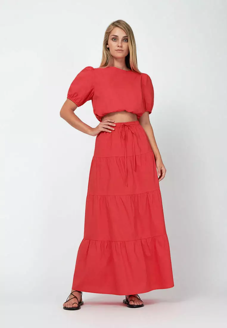 Red maxi skirt next clearance
