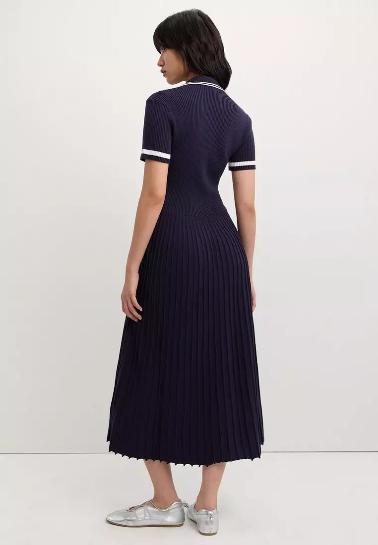 Pomelo Pleated Polo Dress - Navy 2026 | Buy Pomelo Online | ZALORA