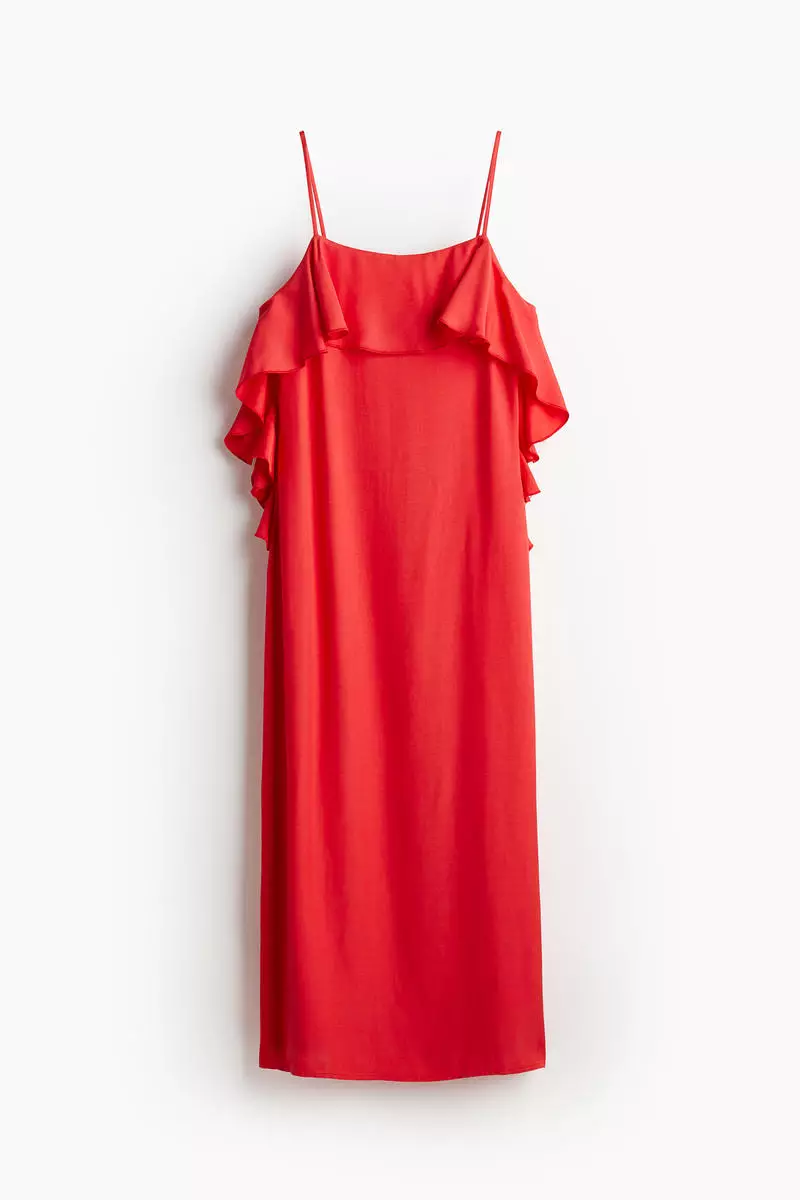 Flounce-trimmed slip dress