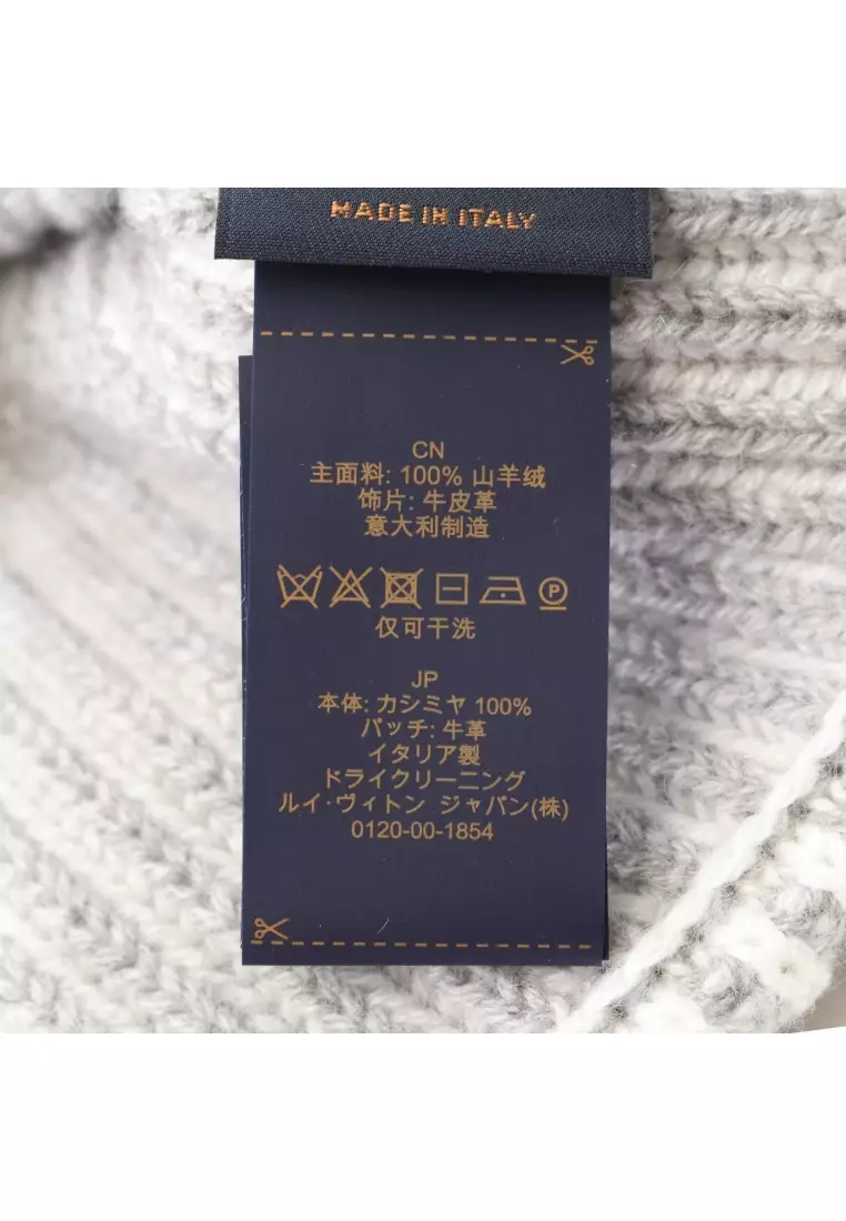 Pre-Loved Louis Vuitton beanie neverfull beanie cashmere gray white