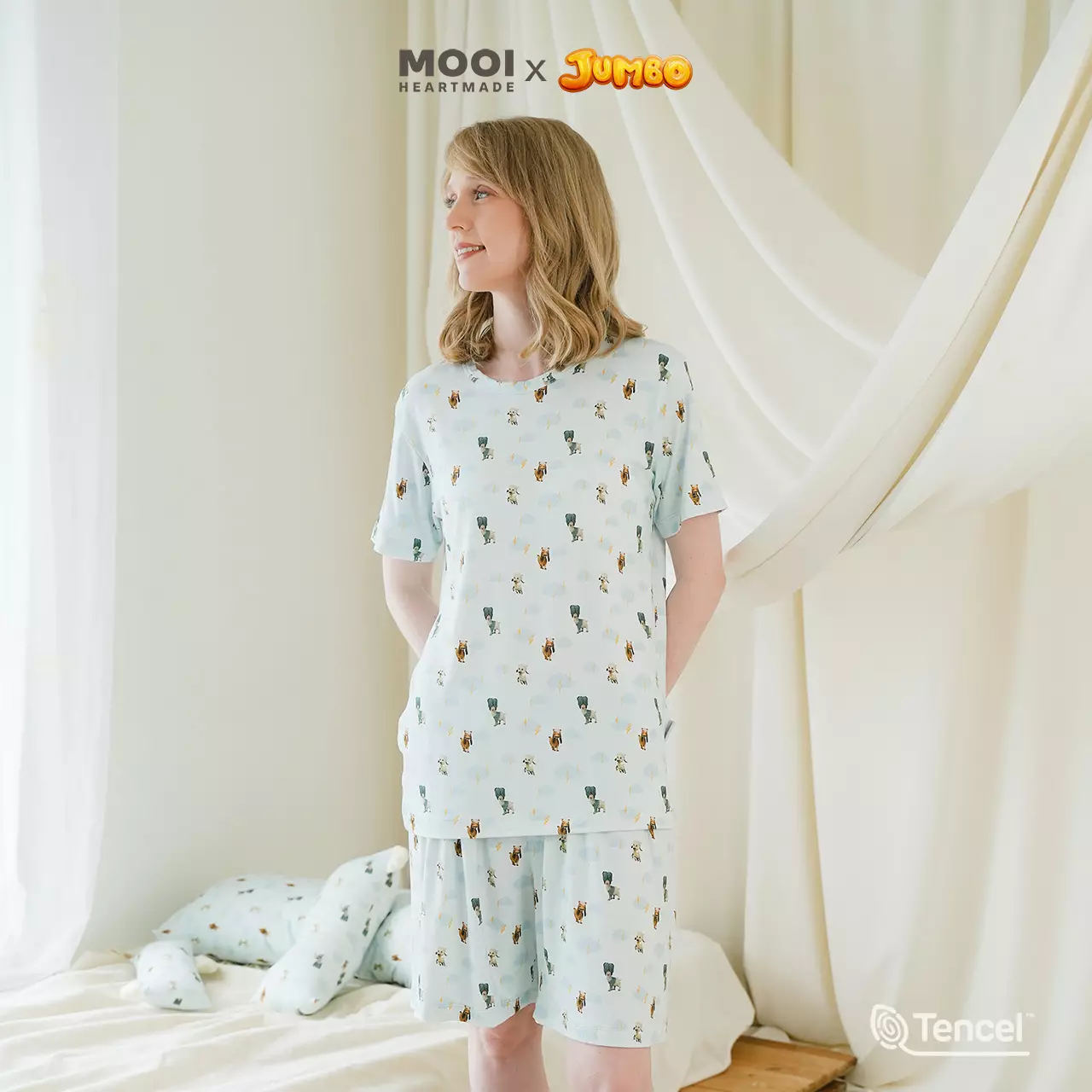 Mooi x Jumbo Piyama Dewasa Setelan Tencel Short Pajamas Adult - Meri