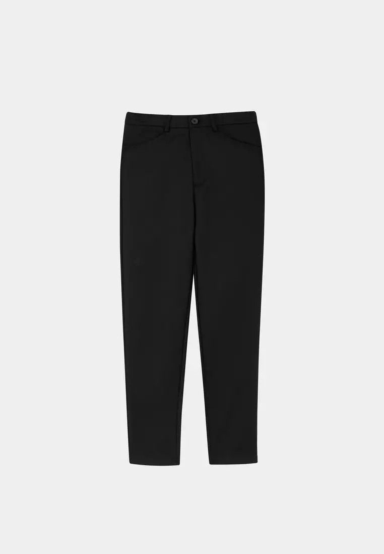 黑中腰緊身版經典彈性修身長褲