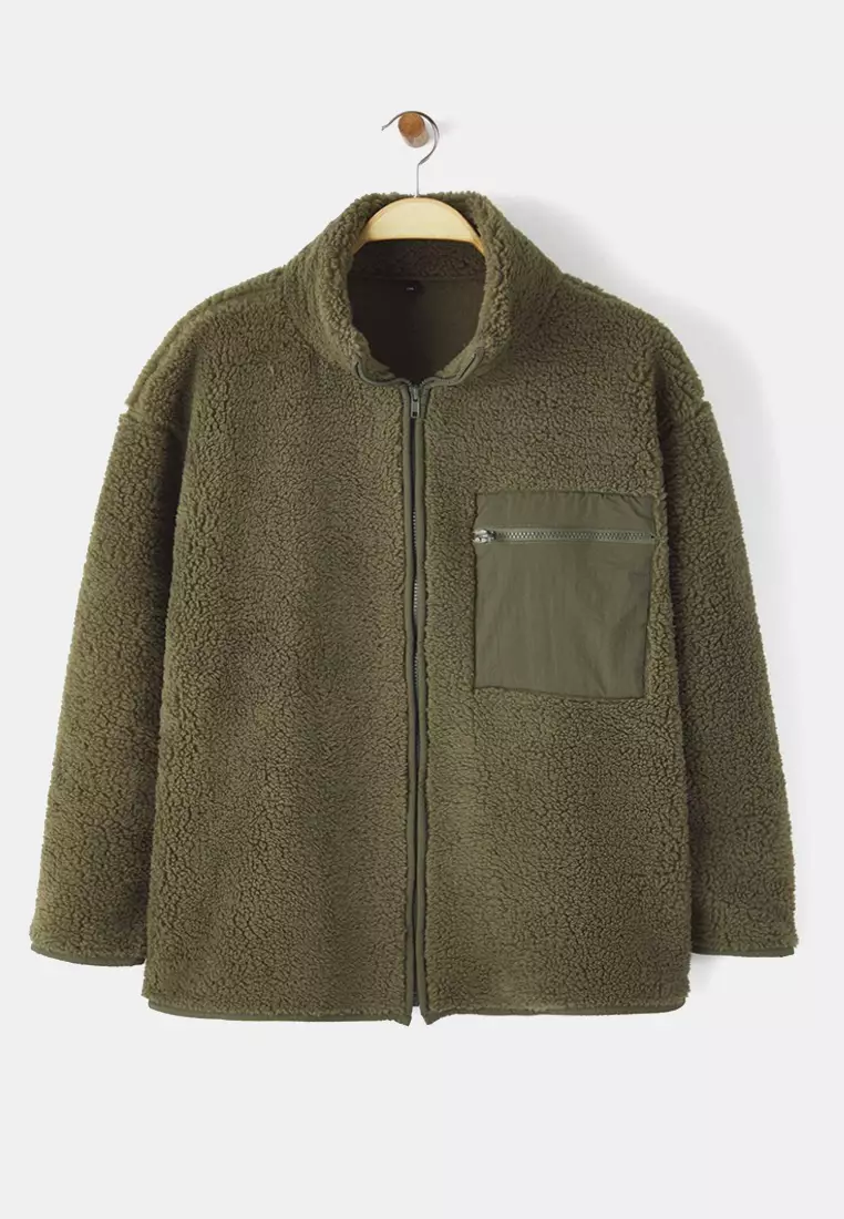 Essentials Thick Fleece Zippered Stand Collar Jacket