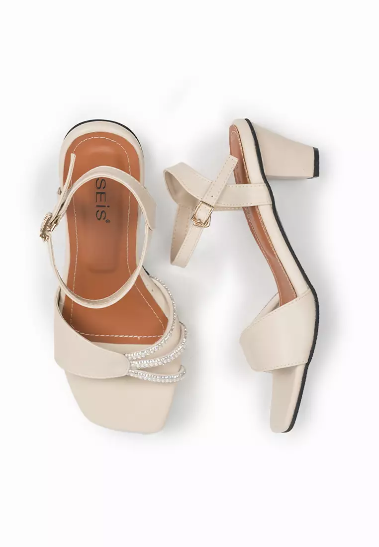 SEIS Divori Sandal Heels Pesta Wanita Hak 5 cm-Cream