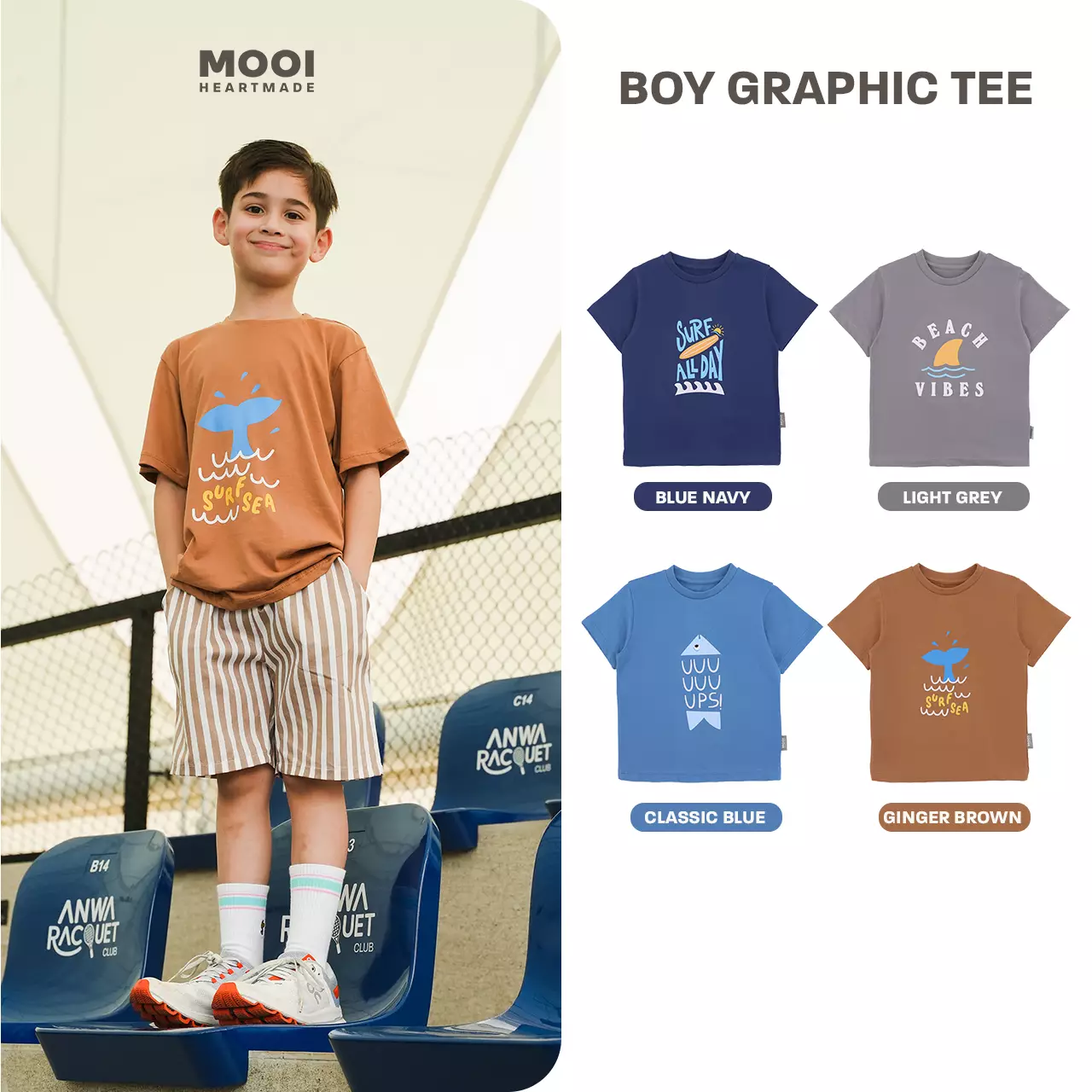 Mooi Kaos Anak Laki-Laki Boy Graphic Tee - Classic Blue