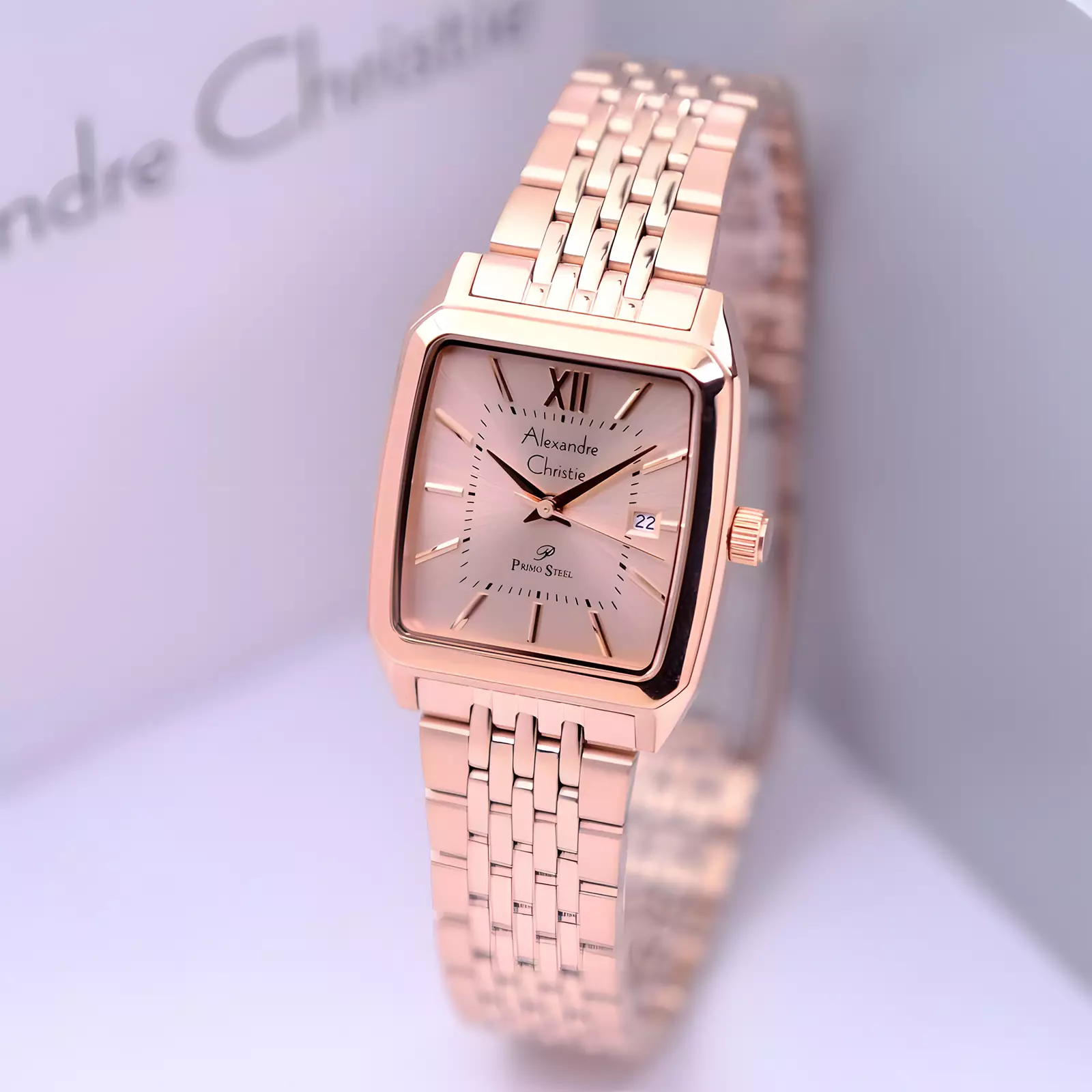 Alexandre Christie Primo Series - Jam Tangan Analog Wanita - Rosegold - Stainless Steel - 1041 LDBRGLN