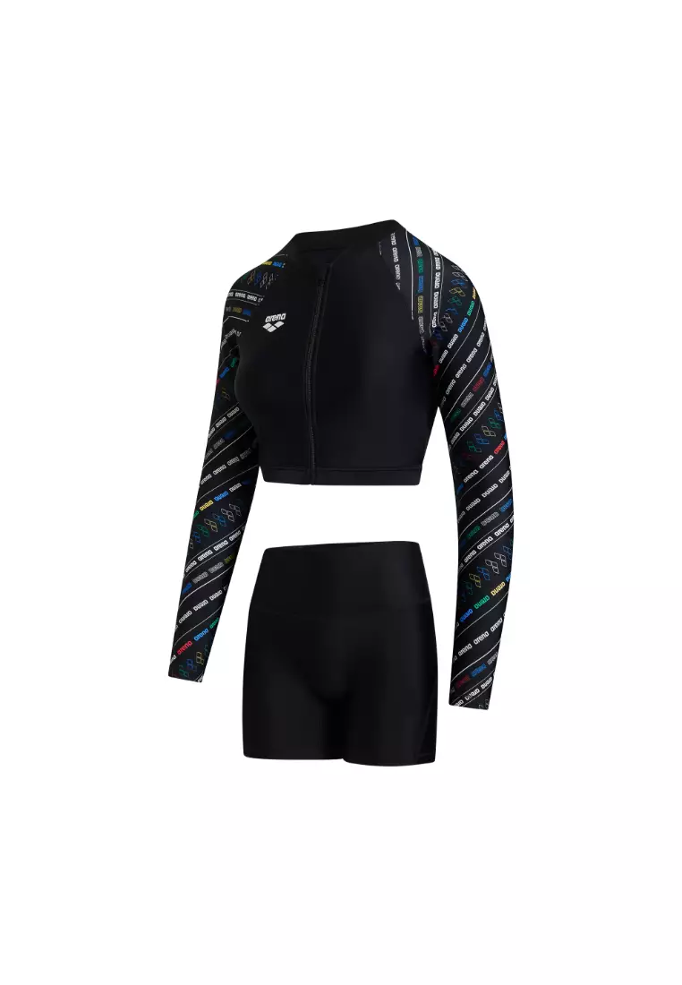 女士 DIAGONAL 5.0長袖拉鏈防曬衣連平腳泳褲套裝