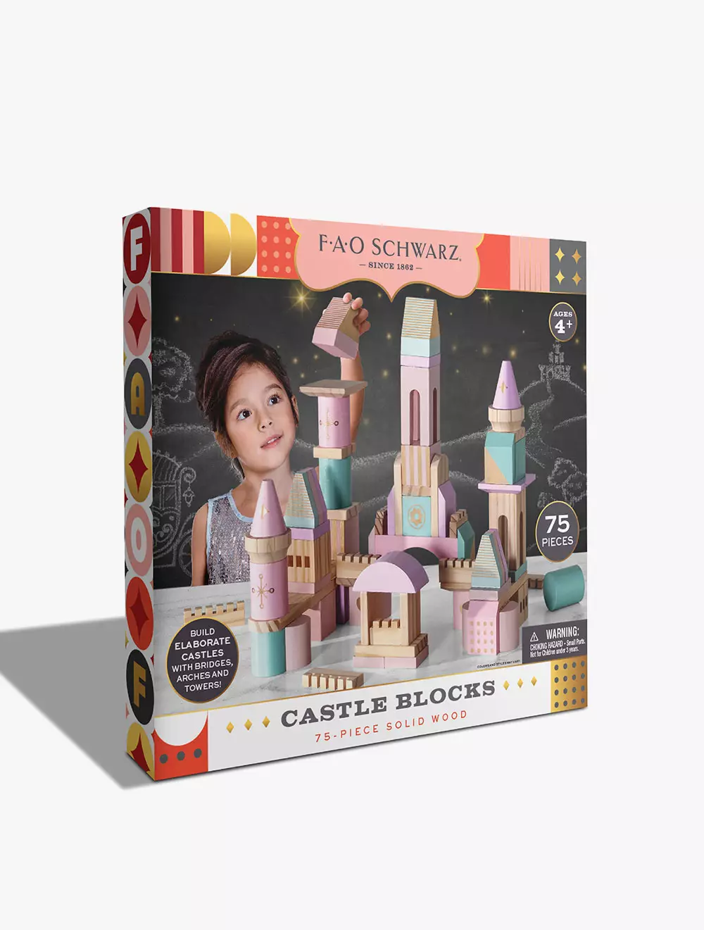 Jual Fao FAO Pink Wood Castle Blocks 75 Pcs Multi Original 2023
