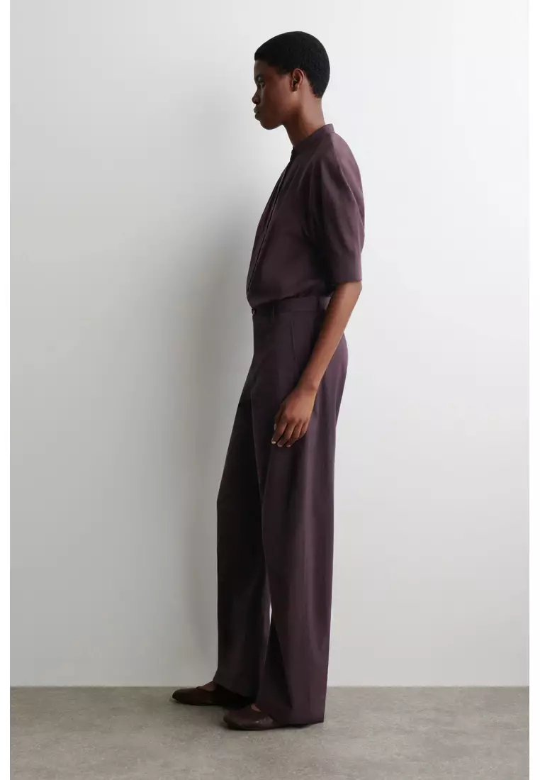 COTTON BARREL-LEG TROUSERS