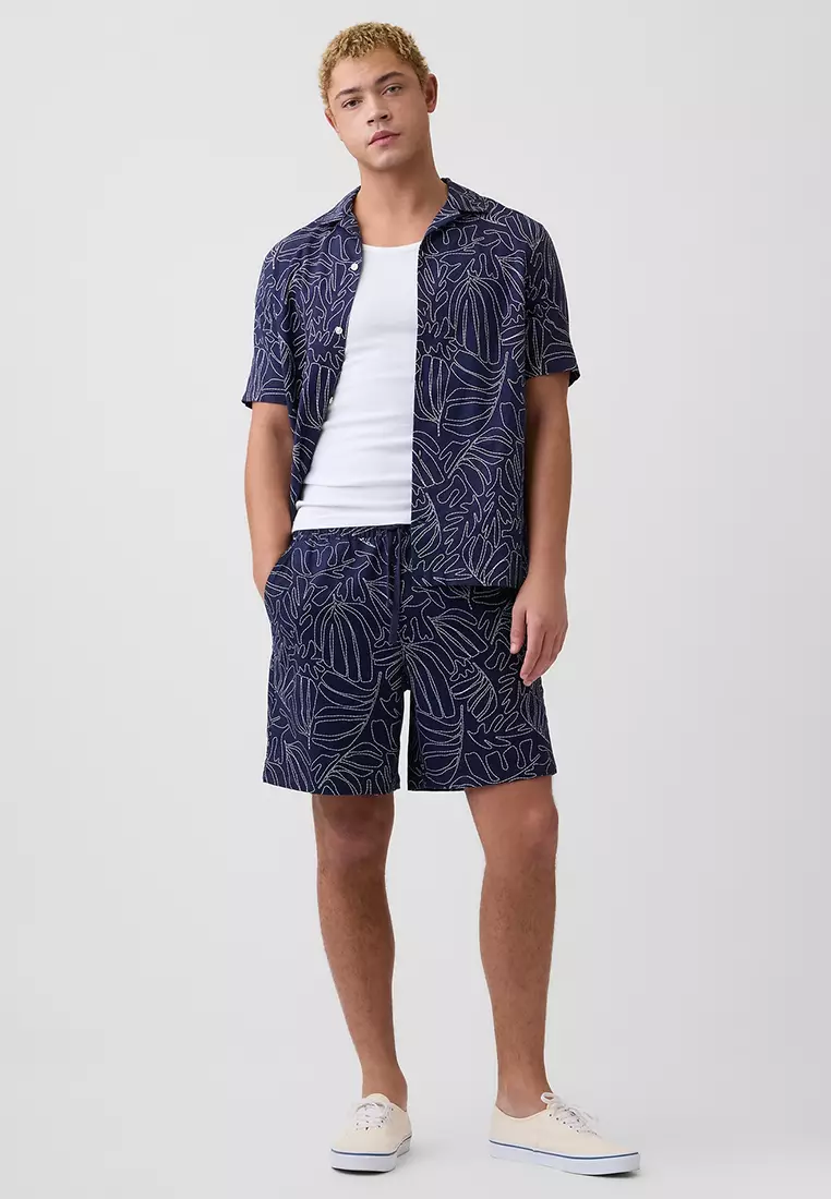 7" Linen-Blend Easy Waist Shorts