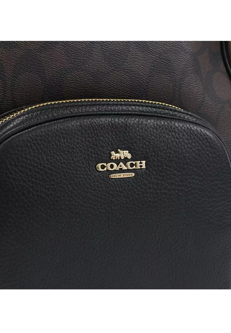Coach Court Backpack In Signature Canvas - Dark Brown