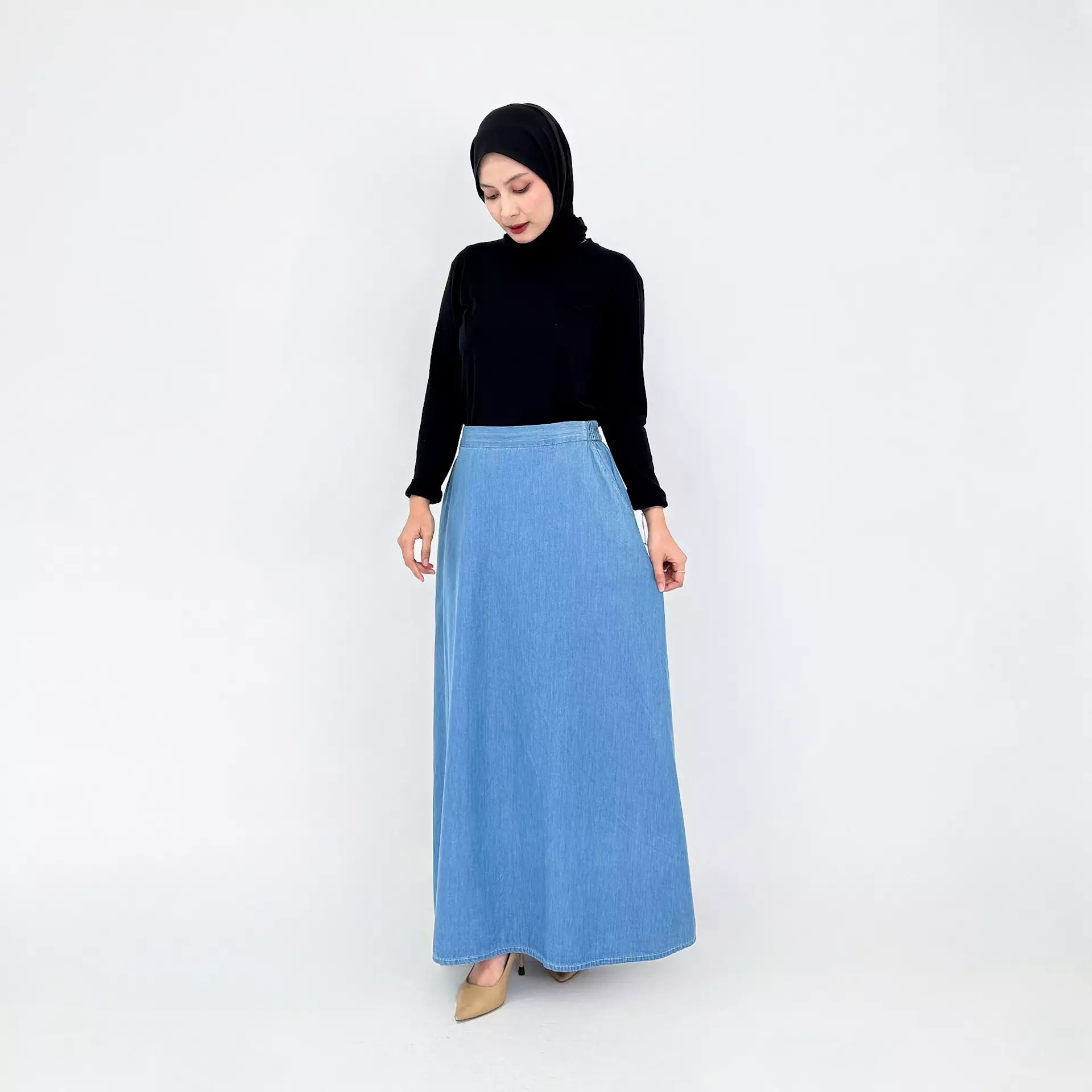 Rok Panjang Jeans Wanita - Long Skirt Denim Jean