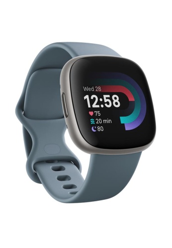 Fitbit versa 4 waterfall blue platinum aluminum clearance