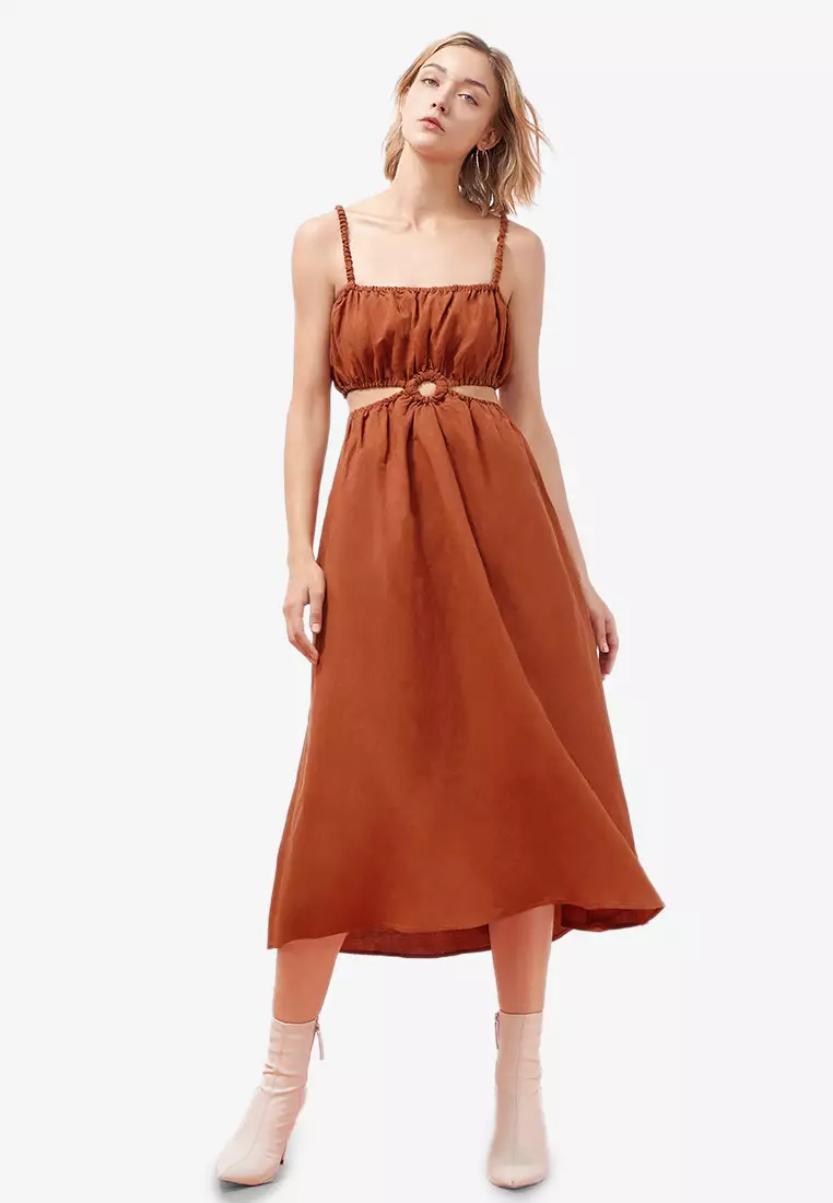Strap Tube Bodice Cutout Midi Dress