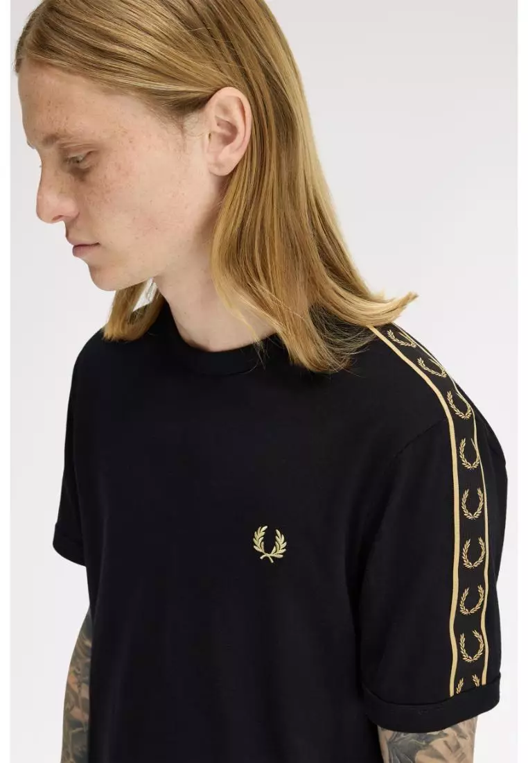 Fred Perry M4613 Contrast Tape Ringer T-Shirt (Black / Champagne)