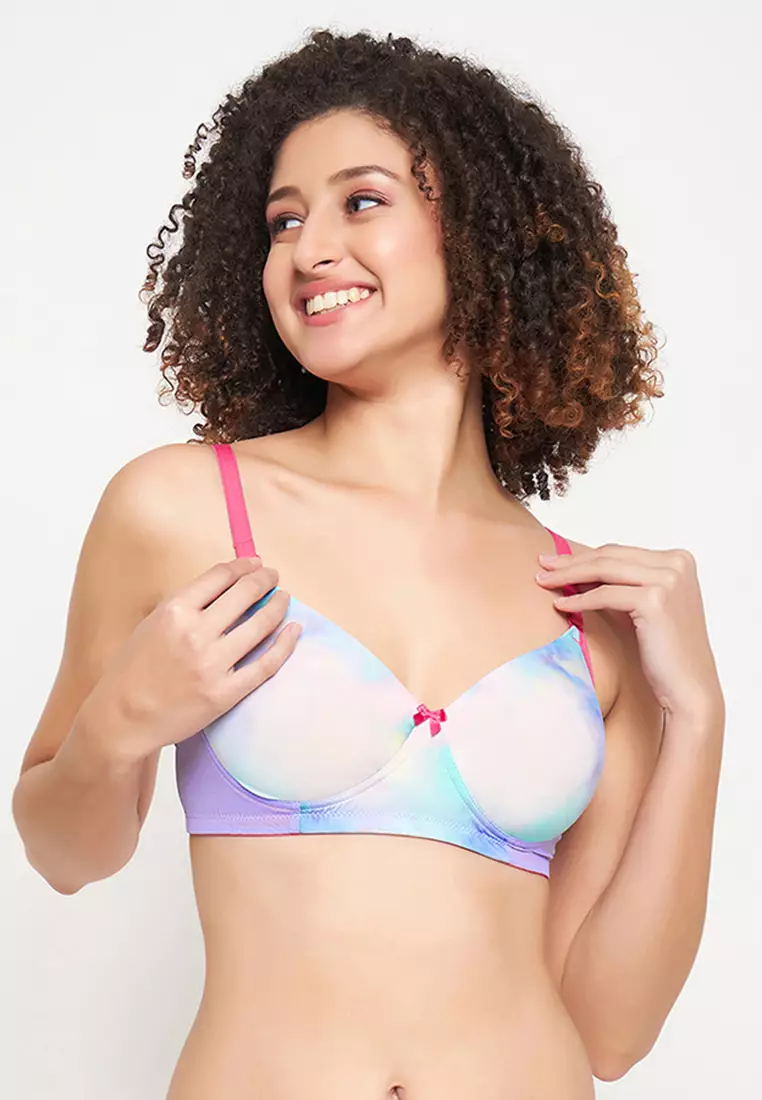 Padded Non-Wired Printed T-shirt Bra with Detachable Straps