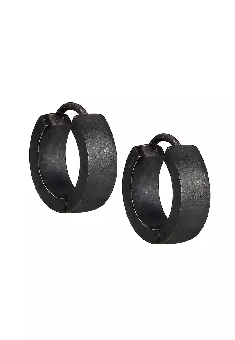 EXCLUSIVE Anting Perhiasan Perak 925 Pria Creole Circle Matt Oxide