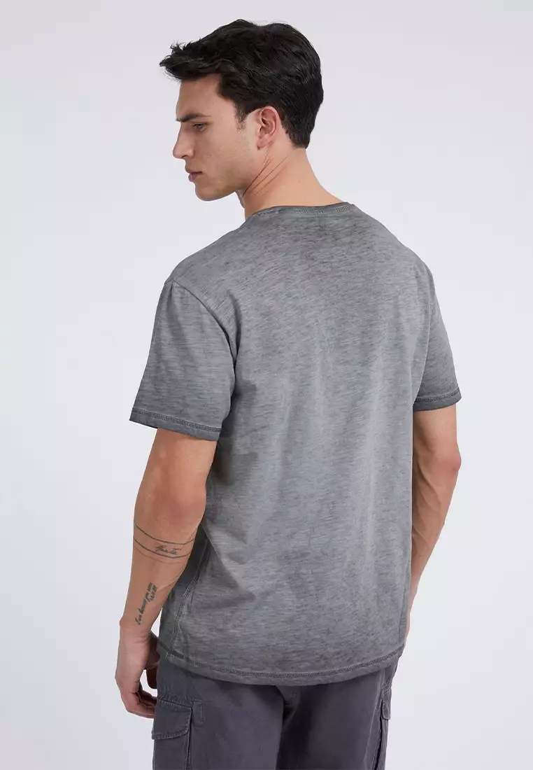 Buy Guess Short Sleeves Crewneck Cold Dye Palm Tee 2023 Online