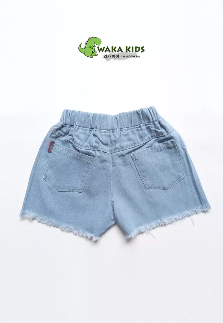Wakakids Celana Jeans Pendek Rawis Hotpants Ripped Jeans Sobek Basic Polos 060 Vench