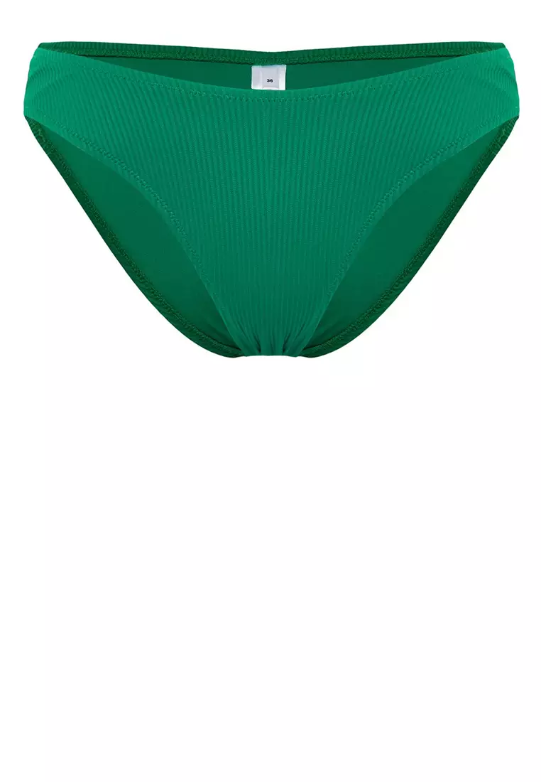 Green Textured Regular Bikini Bottom TBESS24BA00073